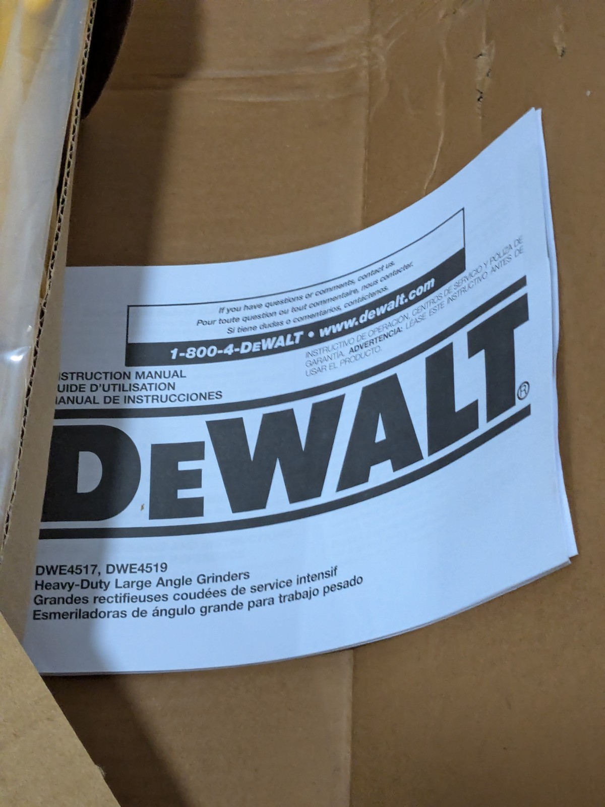 DeWALT 9" Wheel Dia, 6500 RPM, Corded Angle Grinder DWE4519