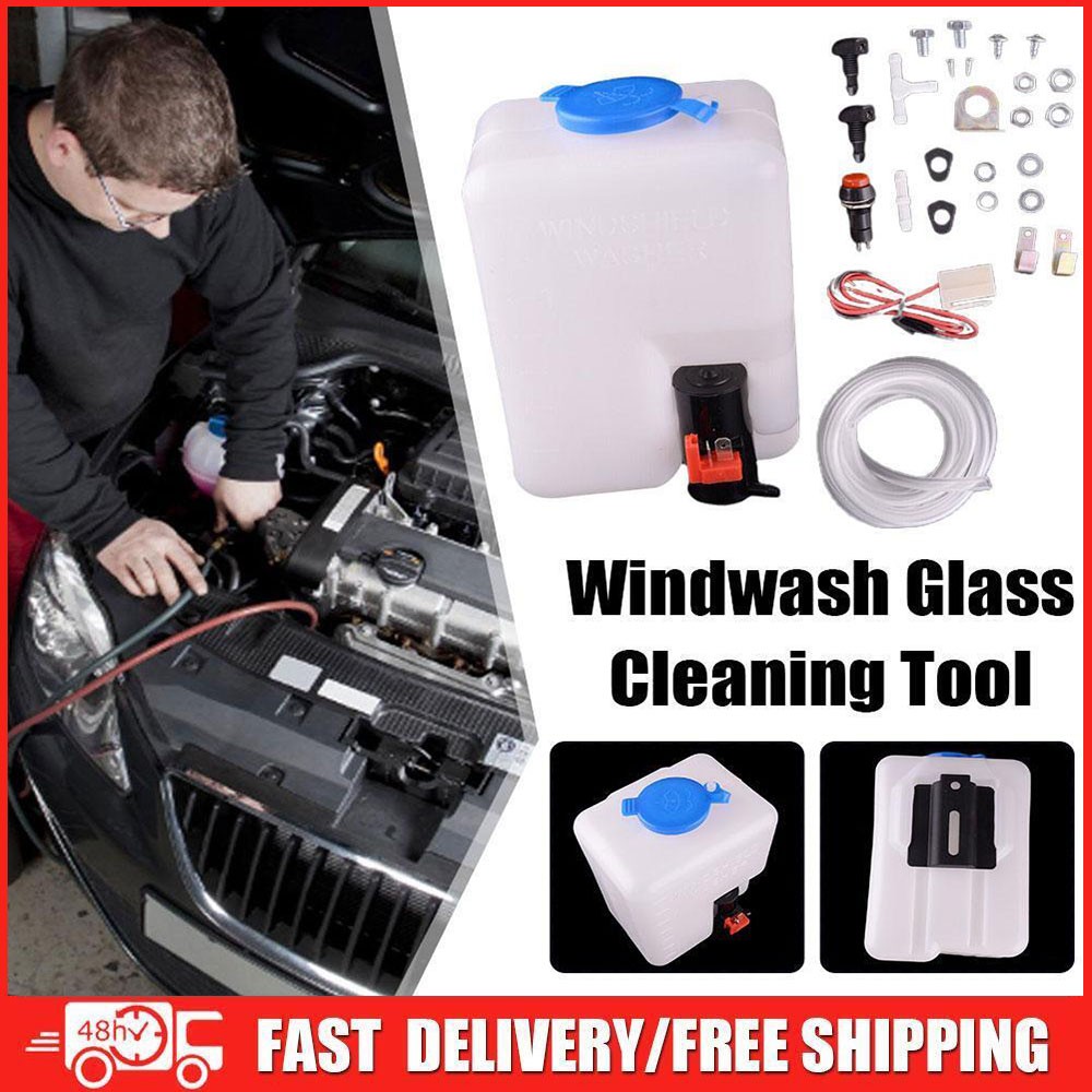 Universal Windshield Washer Pump Reservoir Kit Fluid Reservoir Tank Bottle C0D5