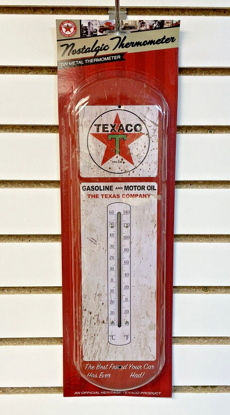 NEW! Gas & Oil TEXACO - Indoor Outdoor Metal Tin 17" Thermometer Nostalgic 40251