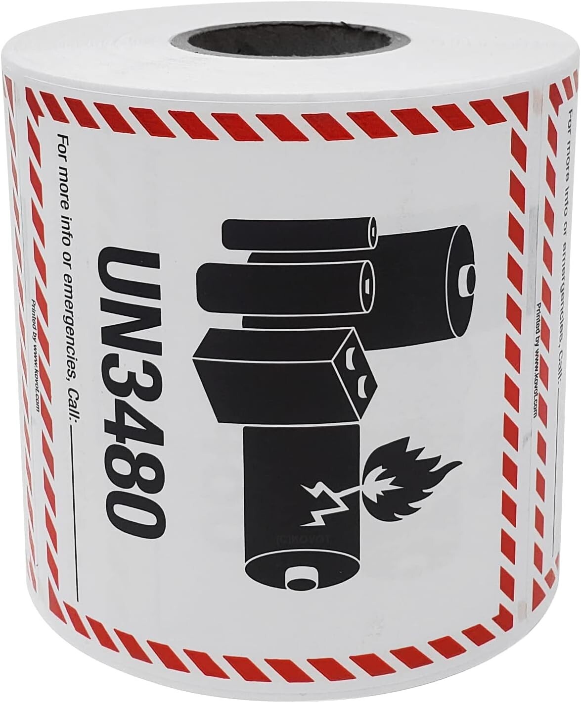 Lithium Battery UN3480 Shipping Labels, 3.25 x 4.25 Inches, 500 Labels Per Roll