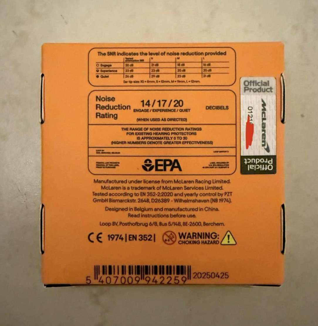 Loop Earplugs Switch 2 McLaren F1 NEW (FREE SHIPPING)