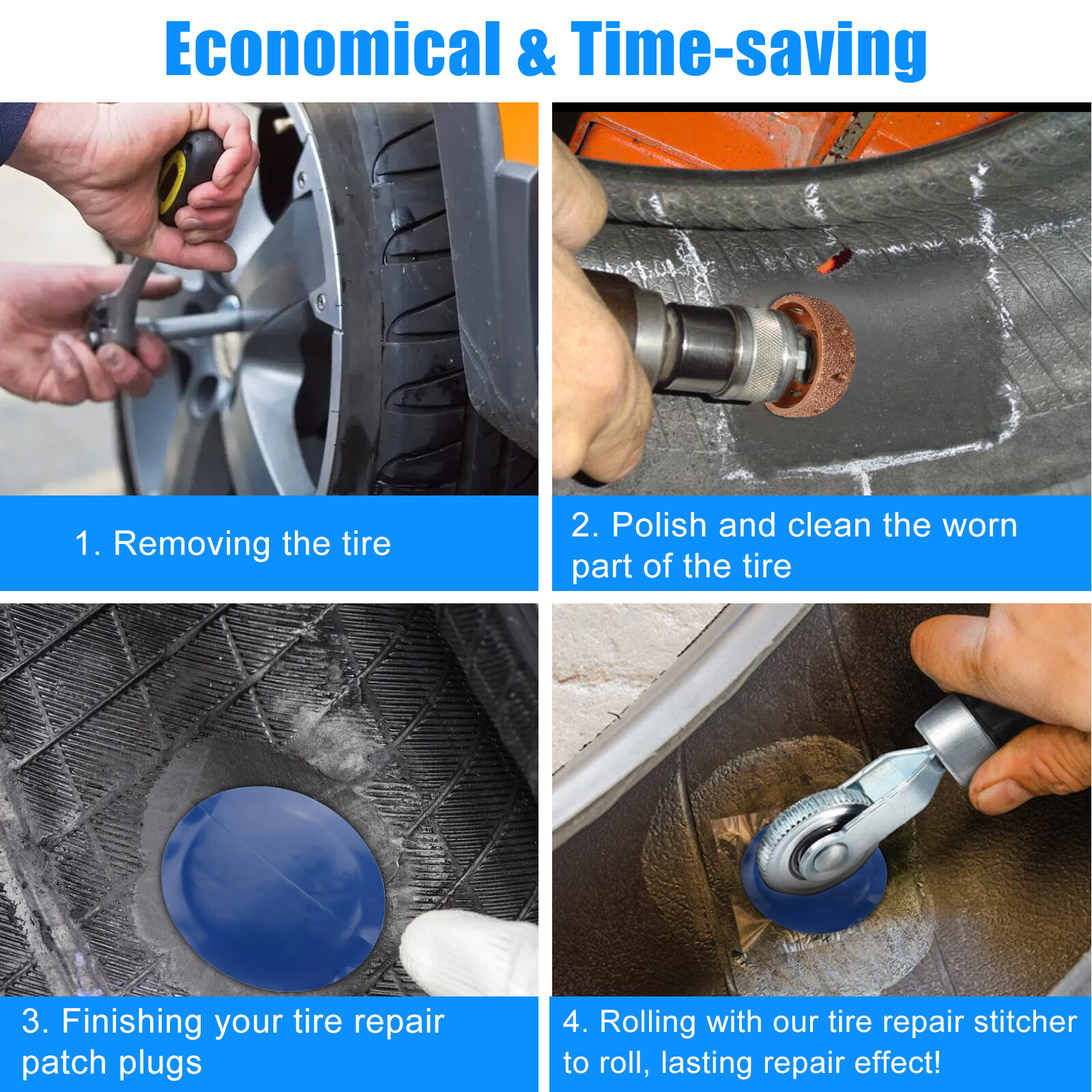 62Pcs Tire Repair Patches Kit Flat Punctures for Car Truck Motorcycle Plug Patch