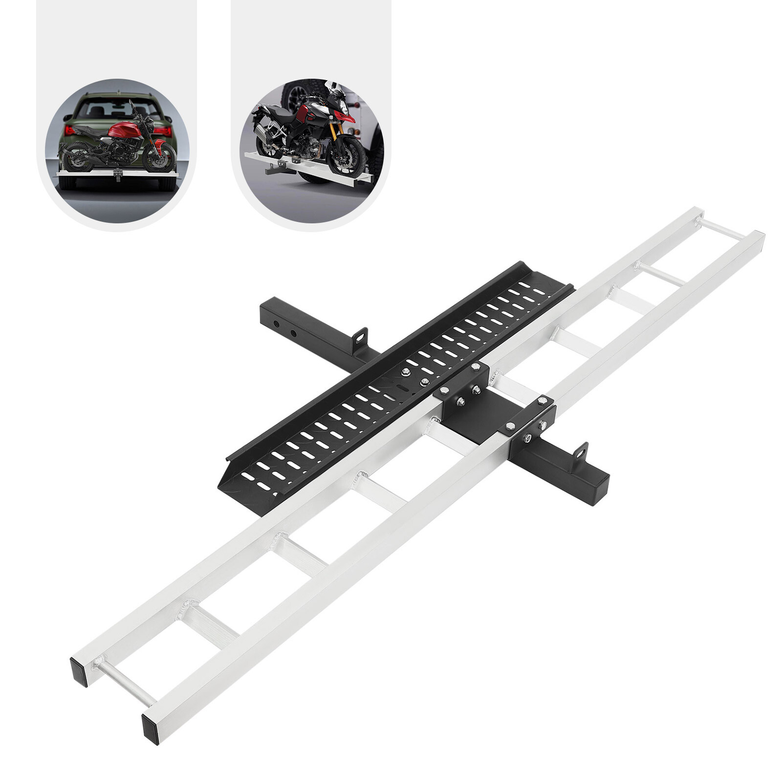 Motorcycle Scooter Carrier Bike Hitch Mount Rack Ramp Aluminum Carrier