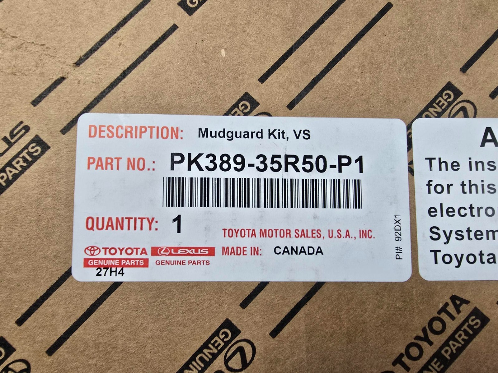 2024 2025 TOYOTA TACOMA WIDER MUDGUARD KIT PK389-35R50-P1 SET SPLASH GUARD TRD