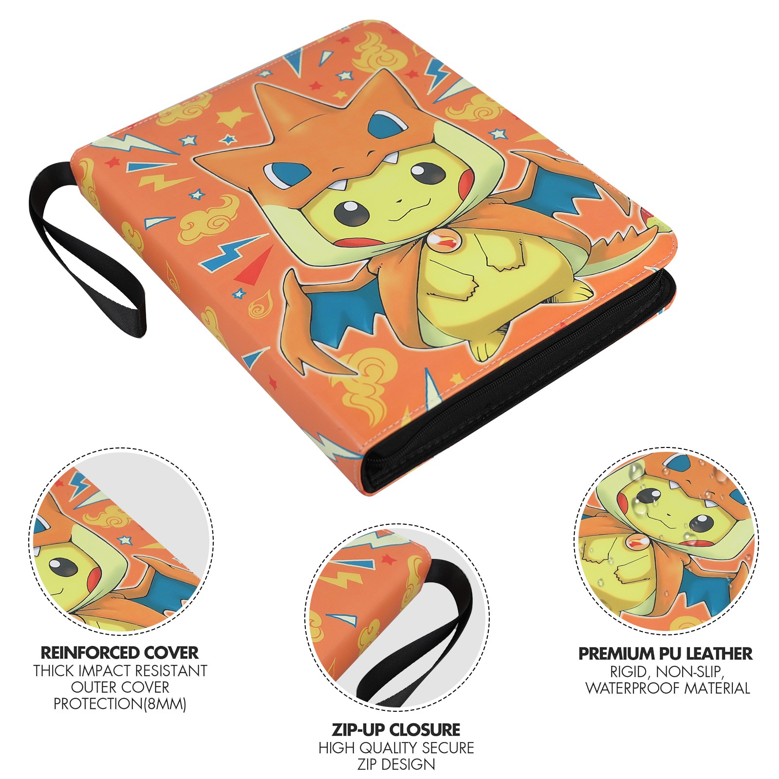 900 Cards Pocket Binder 9 Pocket Game Sport Trading Cards Album Folder - Pikachu