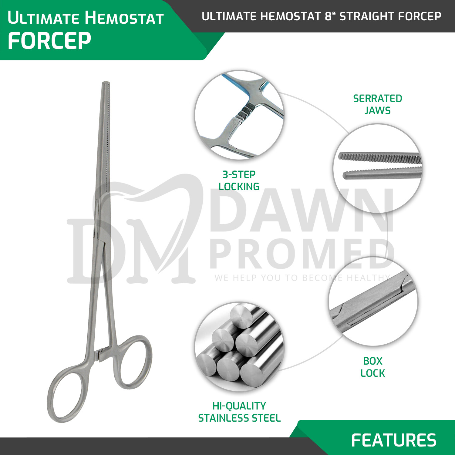 6-Piece Ultimate Hemostat Forceps Set Fishing Pliers FREE Case Kit-2 German Gr