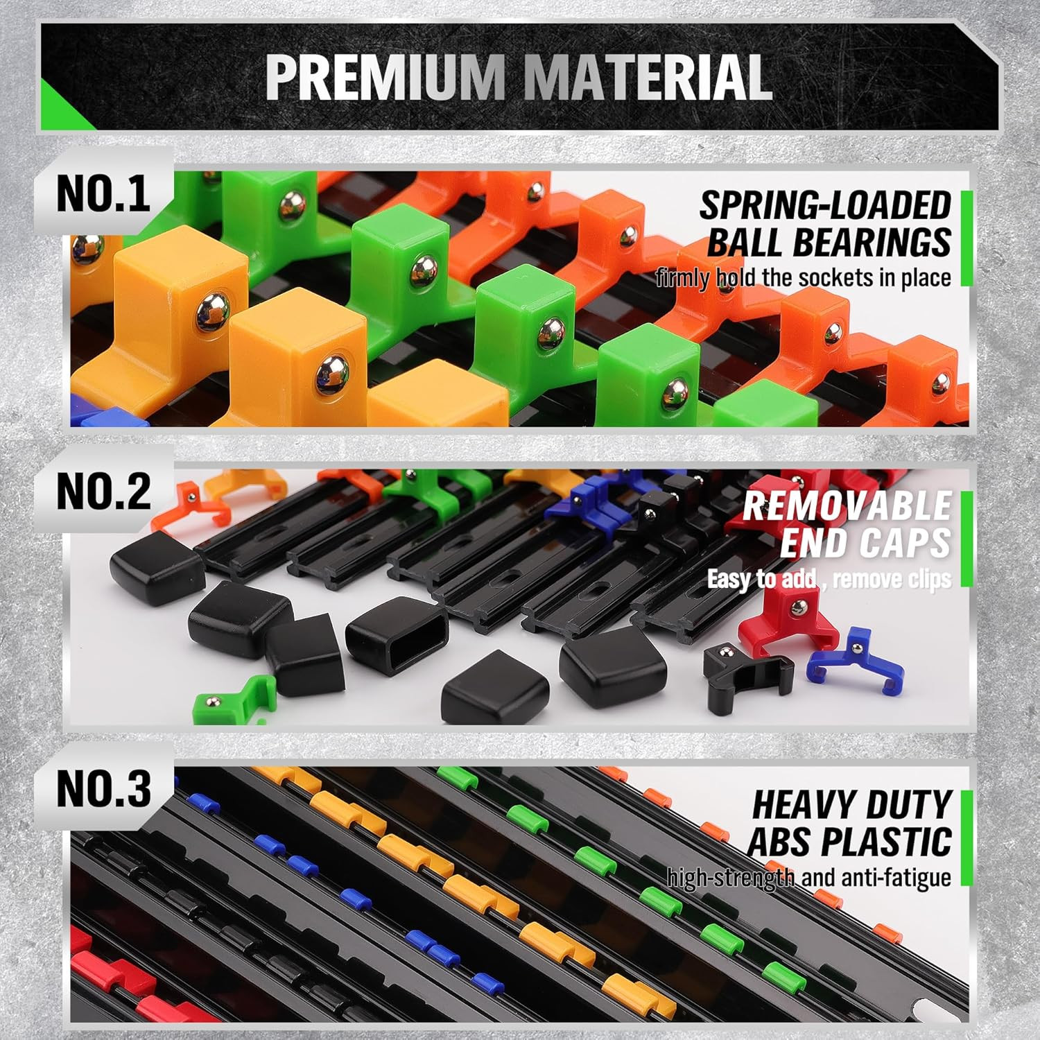 Socket Organizer Set 18-Piece for Tool Box Drawer Holder Clip Rail Trays