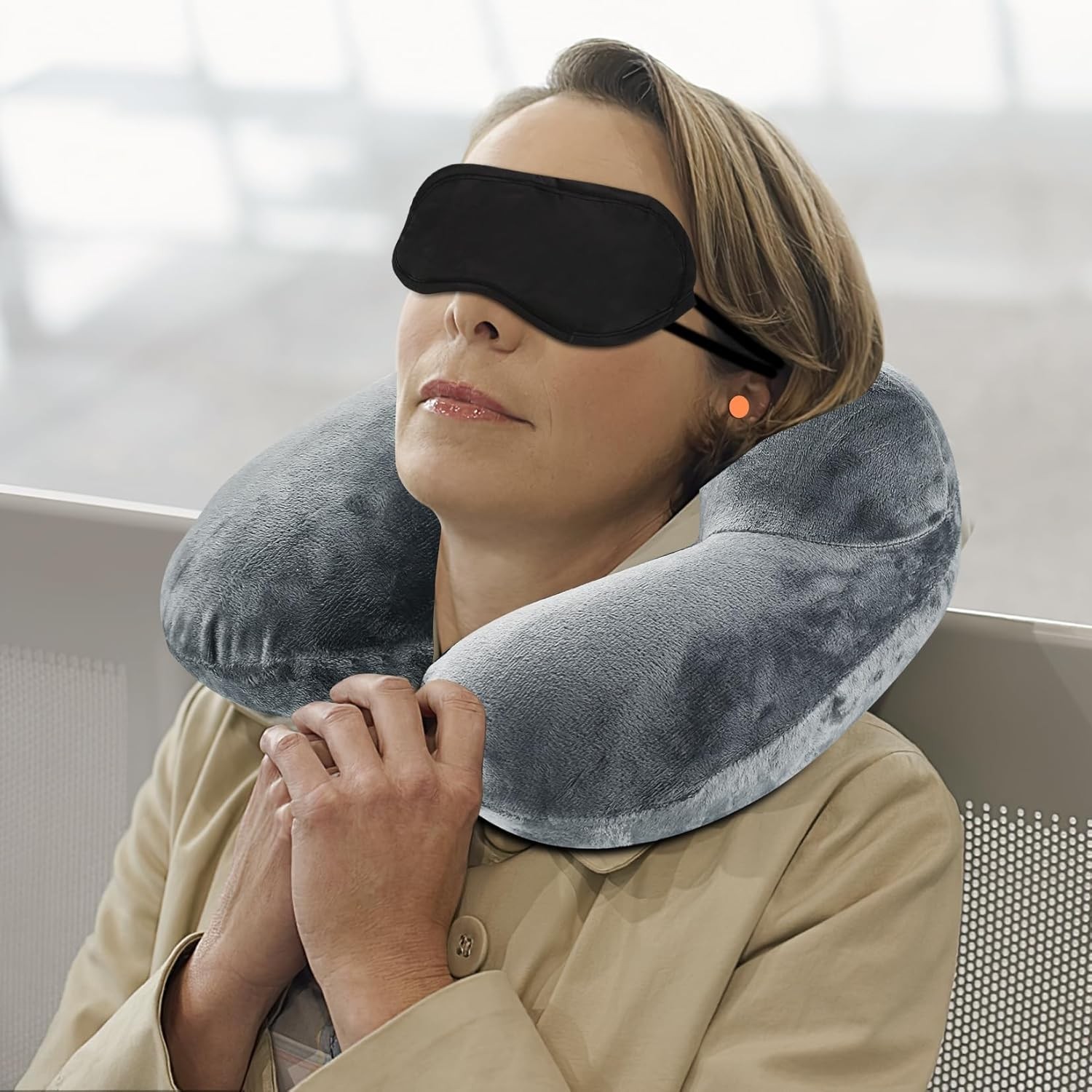 1 PcsInflatable Travel Pillows for Sleeping Airplane Inflatable Neck Pillow for