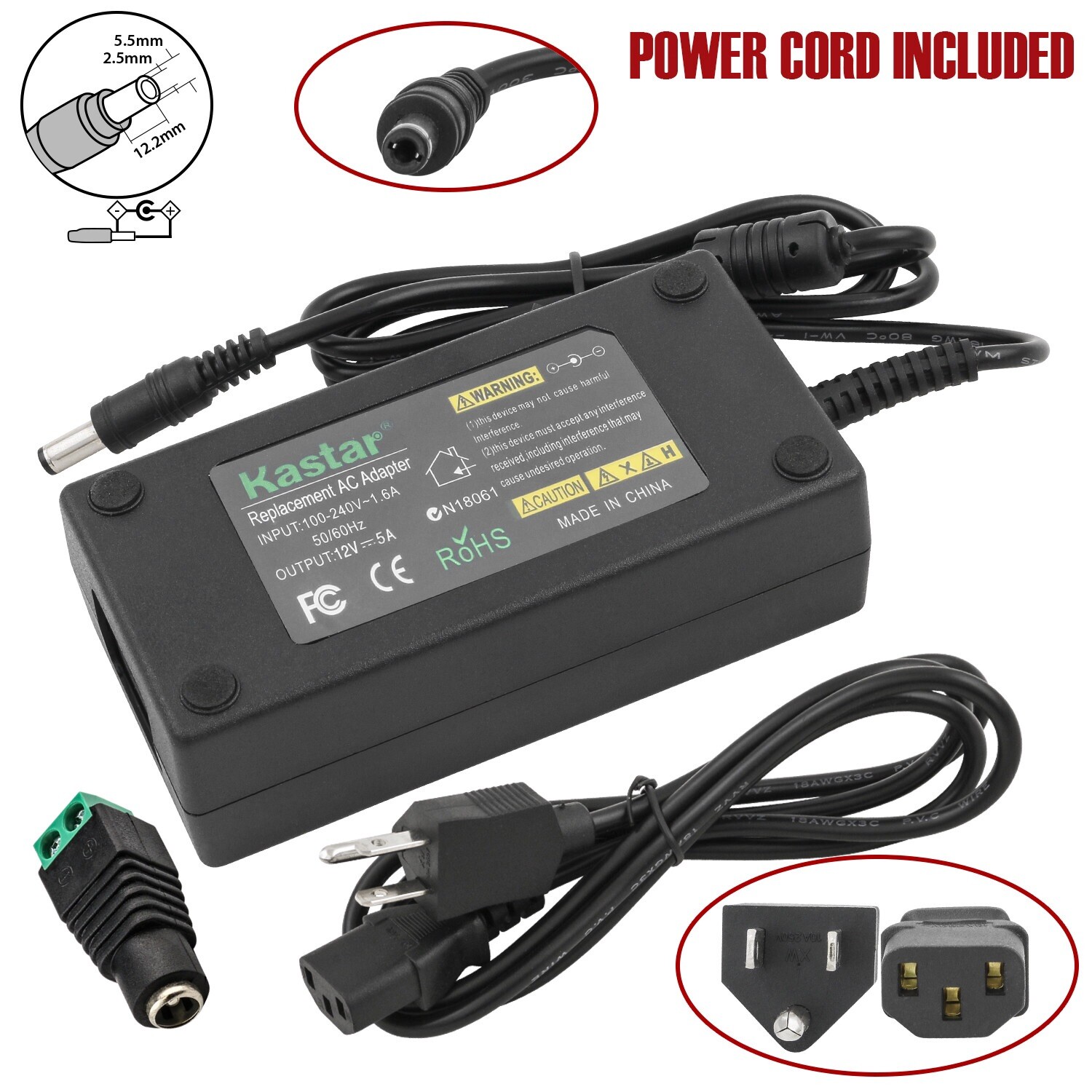 12V 5A 60W Power Supply AC to DC Adapter for 5050 3528 Flexible LED Strip Light