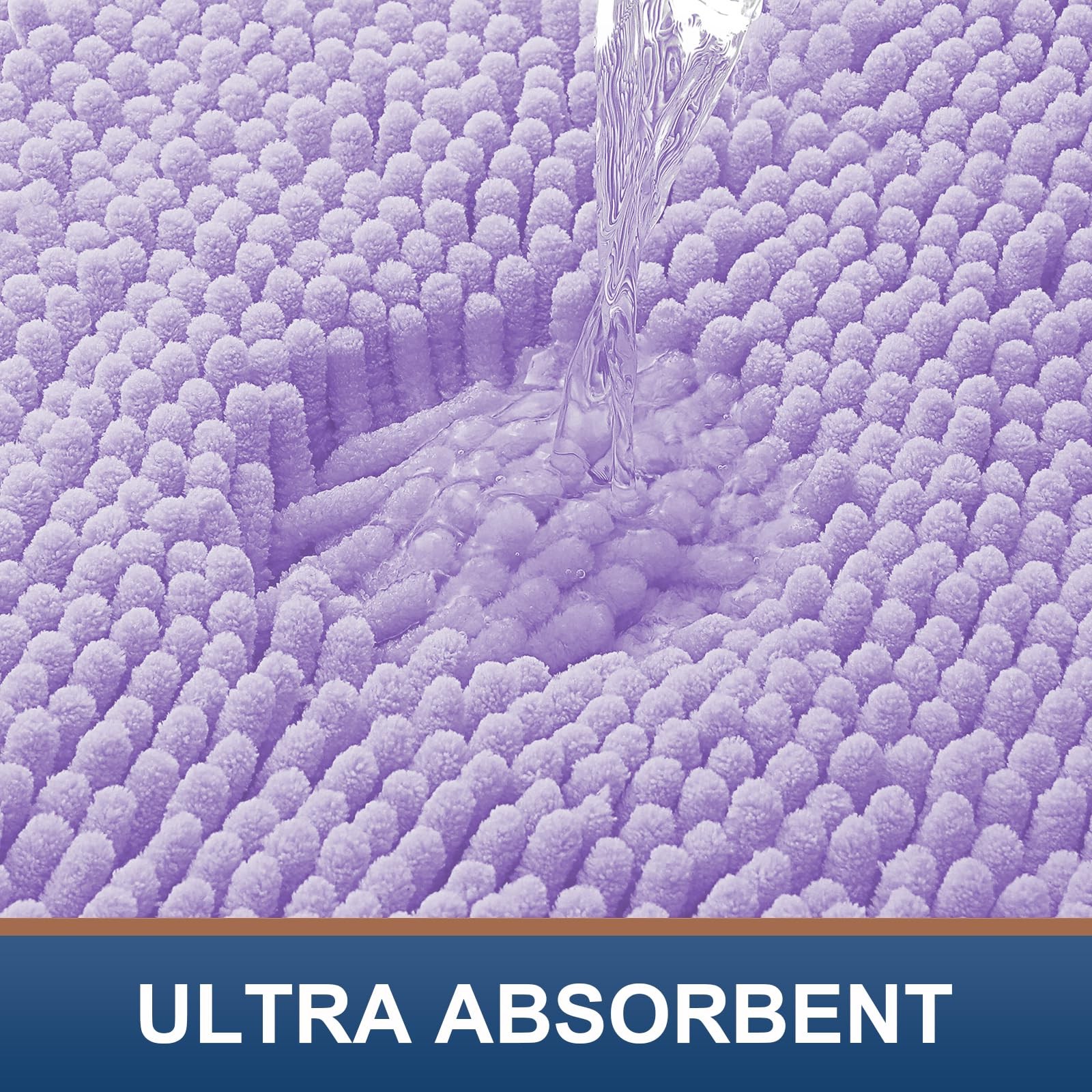 Smiry Luxury Chenille Bathroom Rugs 70x24, Extra Soft and 70'' x 24'', Purple