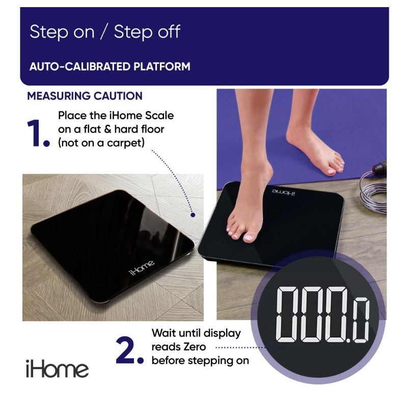 Digital Battery Powered Bathroom Scale 397 lbs FSA and HSA Eligible, Black