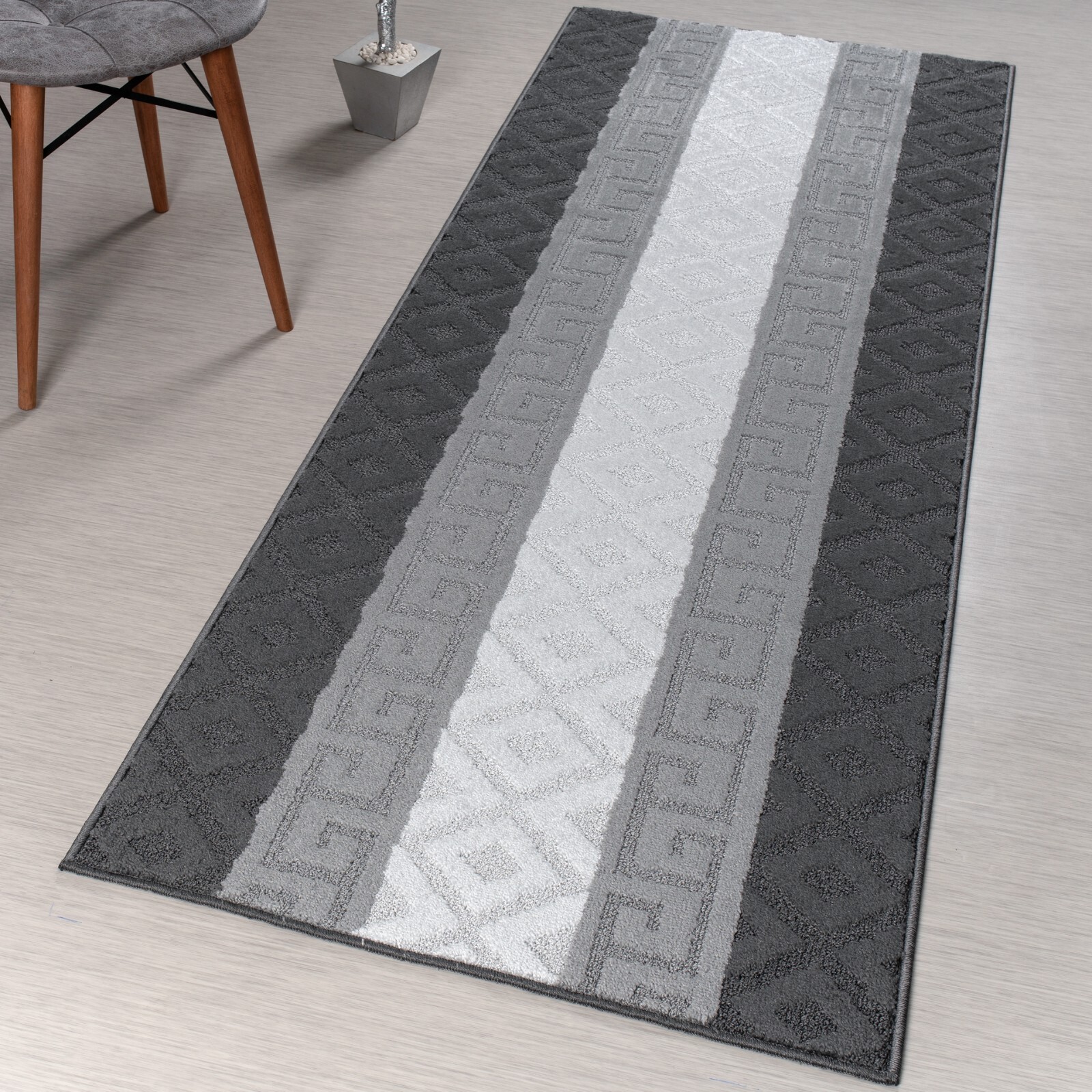 Custom Size Hallway Runner Rug, Non Slip, 26 Wide X Your Choice of Length, Grey