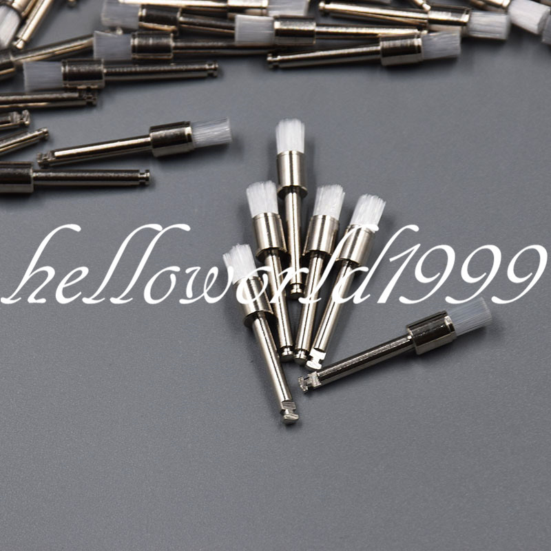 100 Pcs Dental White Nylon Polishing Flat Latch Polisher Prophy Brush Disposable