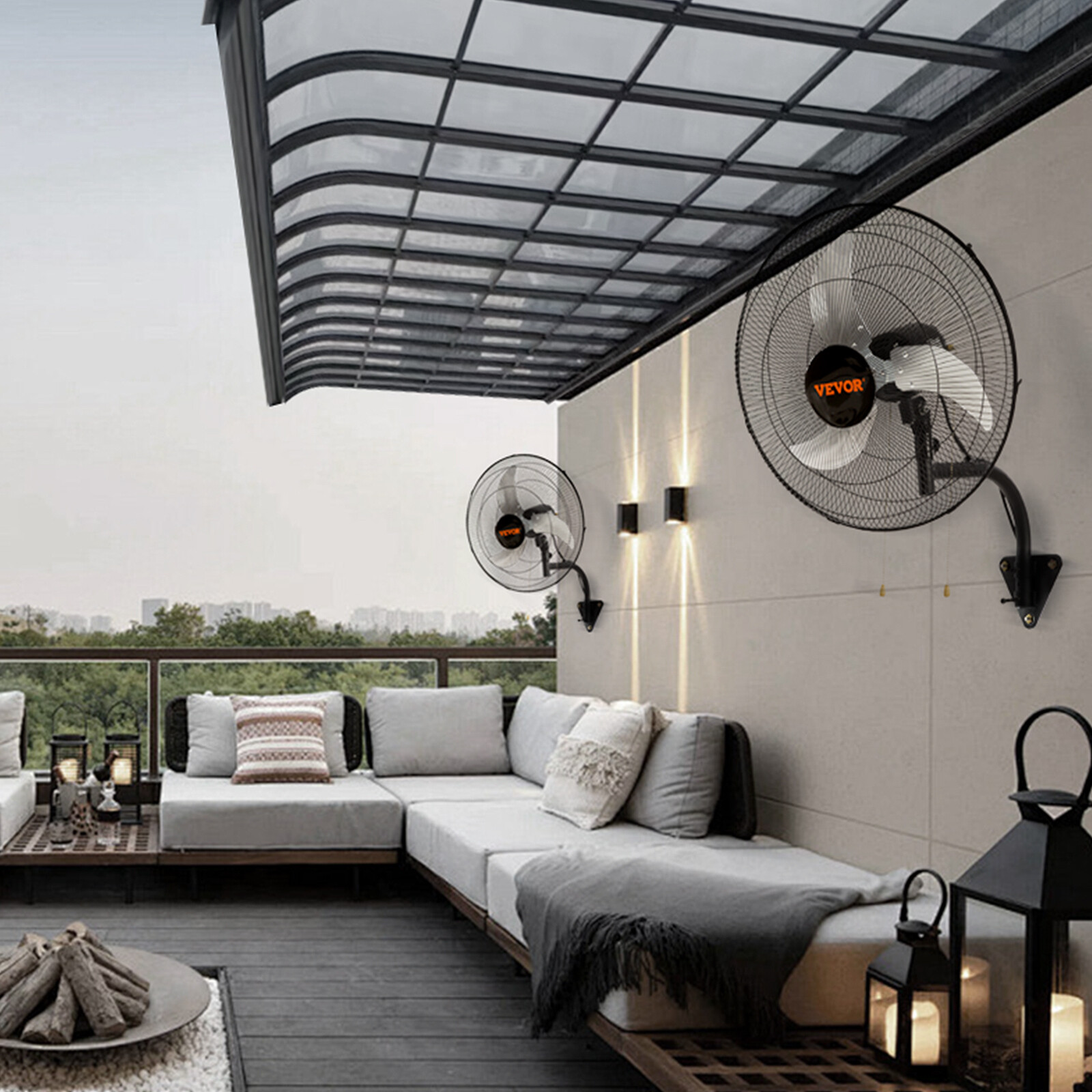 VEVOR 2Pcs 18'' Industrial Wall Mount Fan Oscillating Metal Fan 3 Speed Airflow