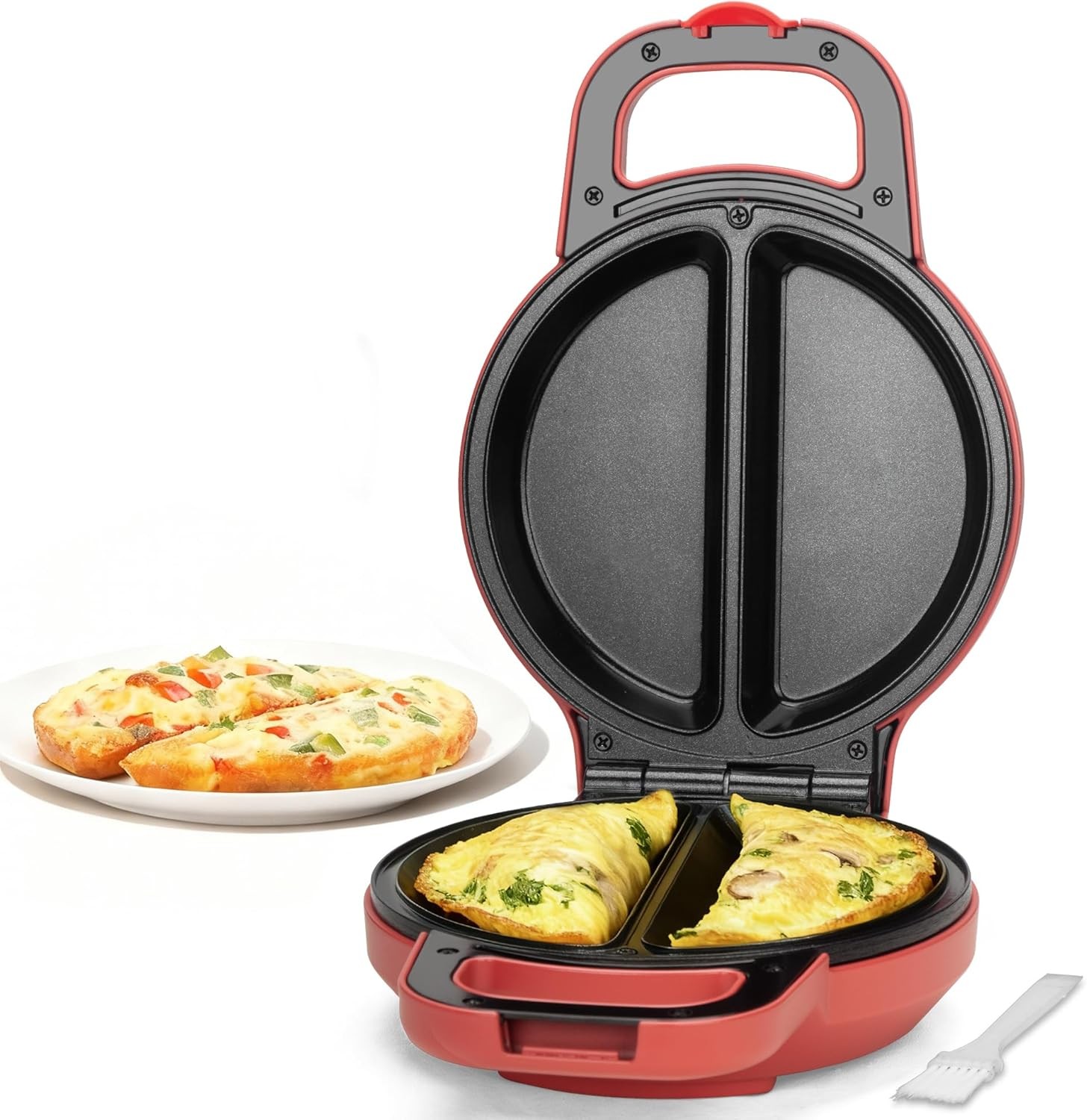 Flip Omelette Maker Electric, Omelette Pan Nonstick for 2 Individual 6.5" Omelet