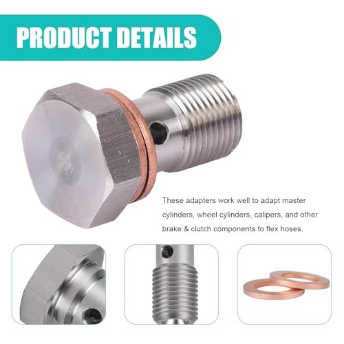 Metric Stainless Steel Single Banjo Bolt, M10 x 1.0 Vehicle Metric Hex Brake