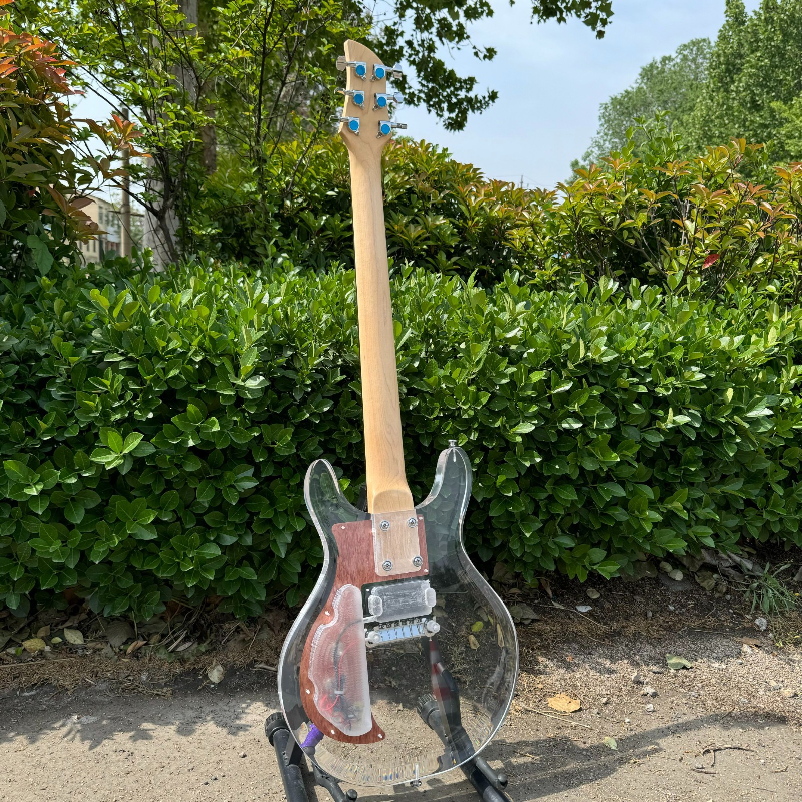 Custom Clear Lucite Electric Guitar-Armstrong DAN Rosewood AccentsRosewood Panel