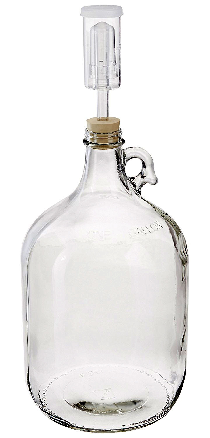 Home Brew Ohio Glass (1 Gallon) Fermenter Includes Rubber Stopper and Airlock