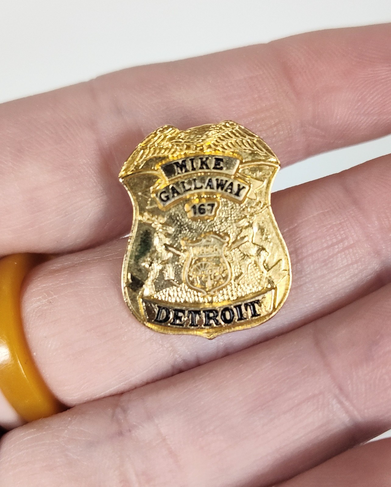 Vintage Detroit Police Dept Mini Badge Lapel Pin Pinback Hat Pin 1980s