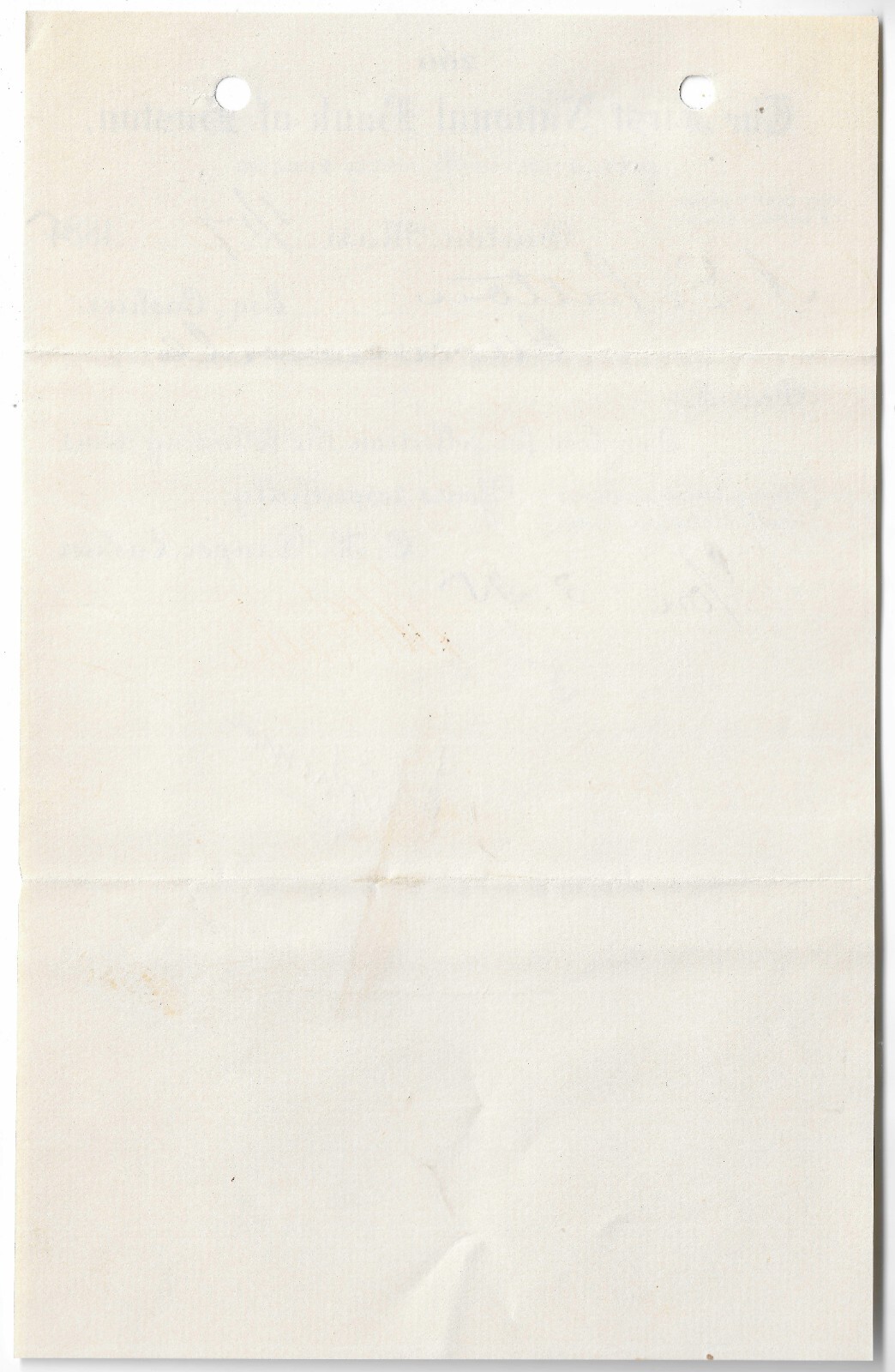 1884 (?) Collection Slip, The First National Bank of Boston, Massachusetts