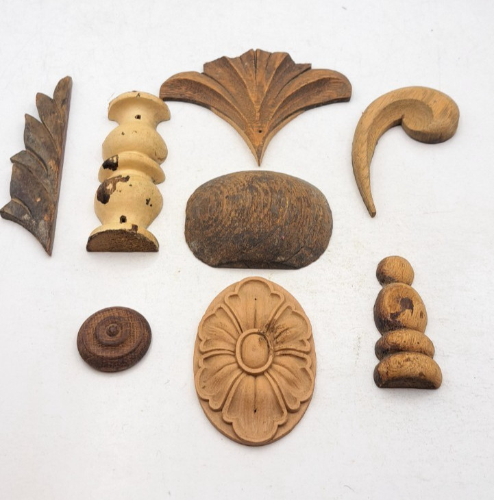 Antique Wooden Decorative Carvings Furnisher Wall Decorations Old Vintage Lot