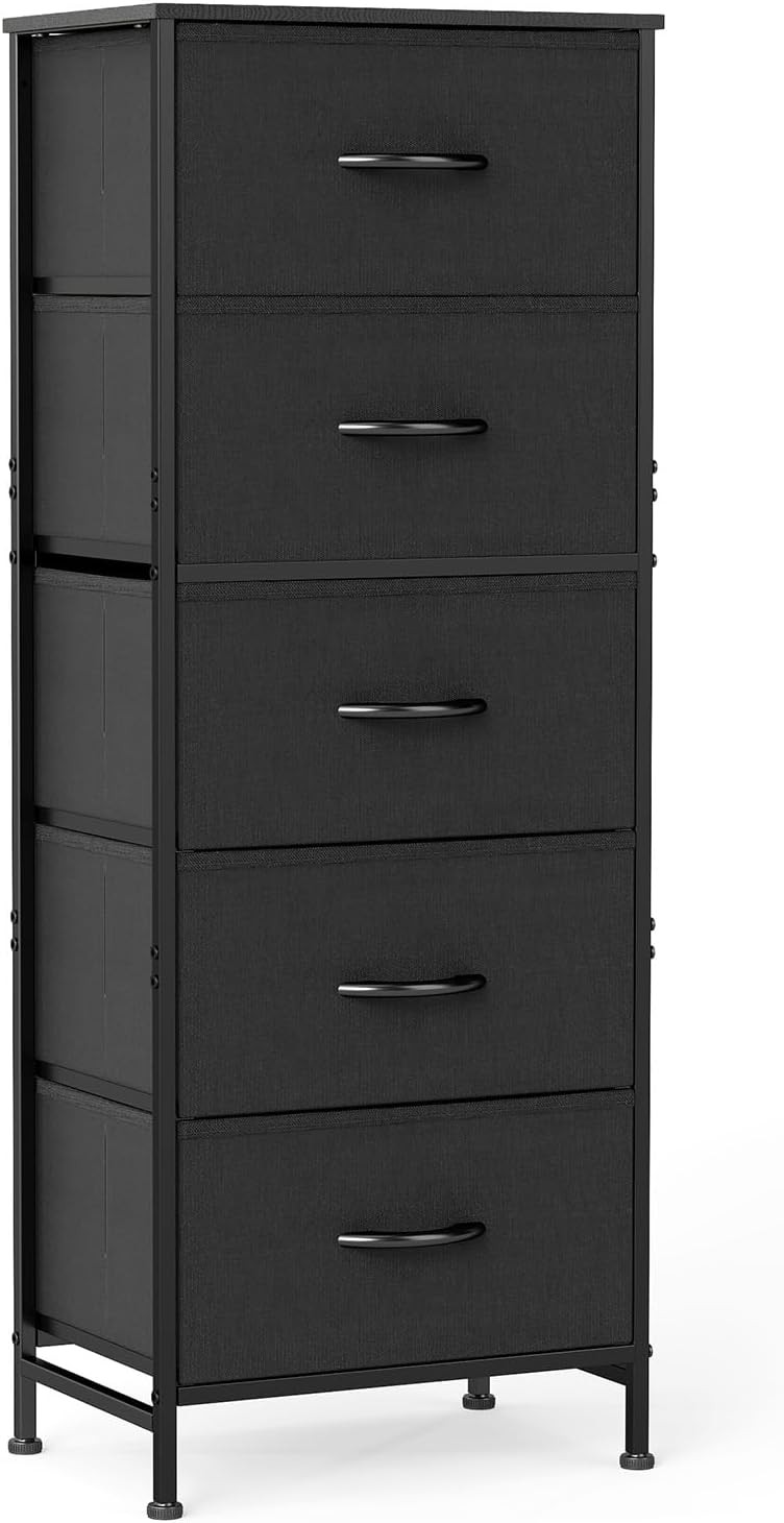 5 Drawer Dresser with Fabric Bins Sturdy Steel Frame Storage Organizer Chest