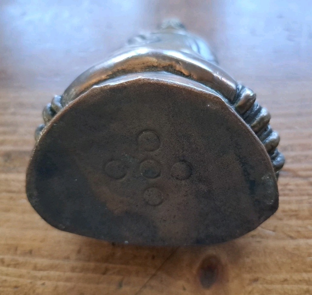 Vintage Handmade Tibetan Buddaha Figurine Bronze/Brass W/Copper Base 5"T