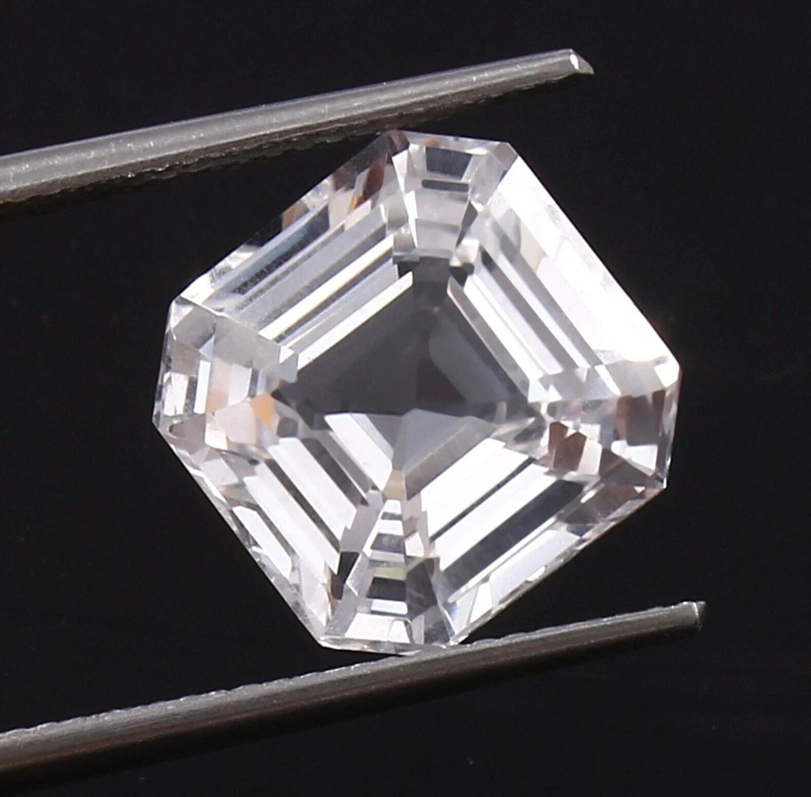 125 Ct AAA Natural White Sapphire Loose Asscher Cut Certified Flawless Gemstone