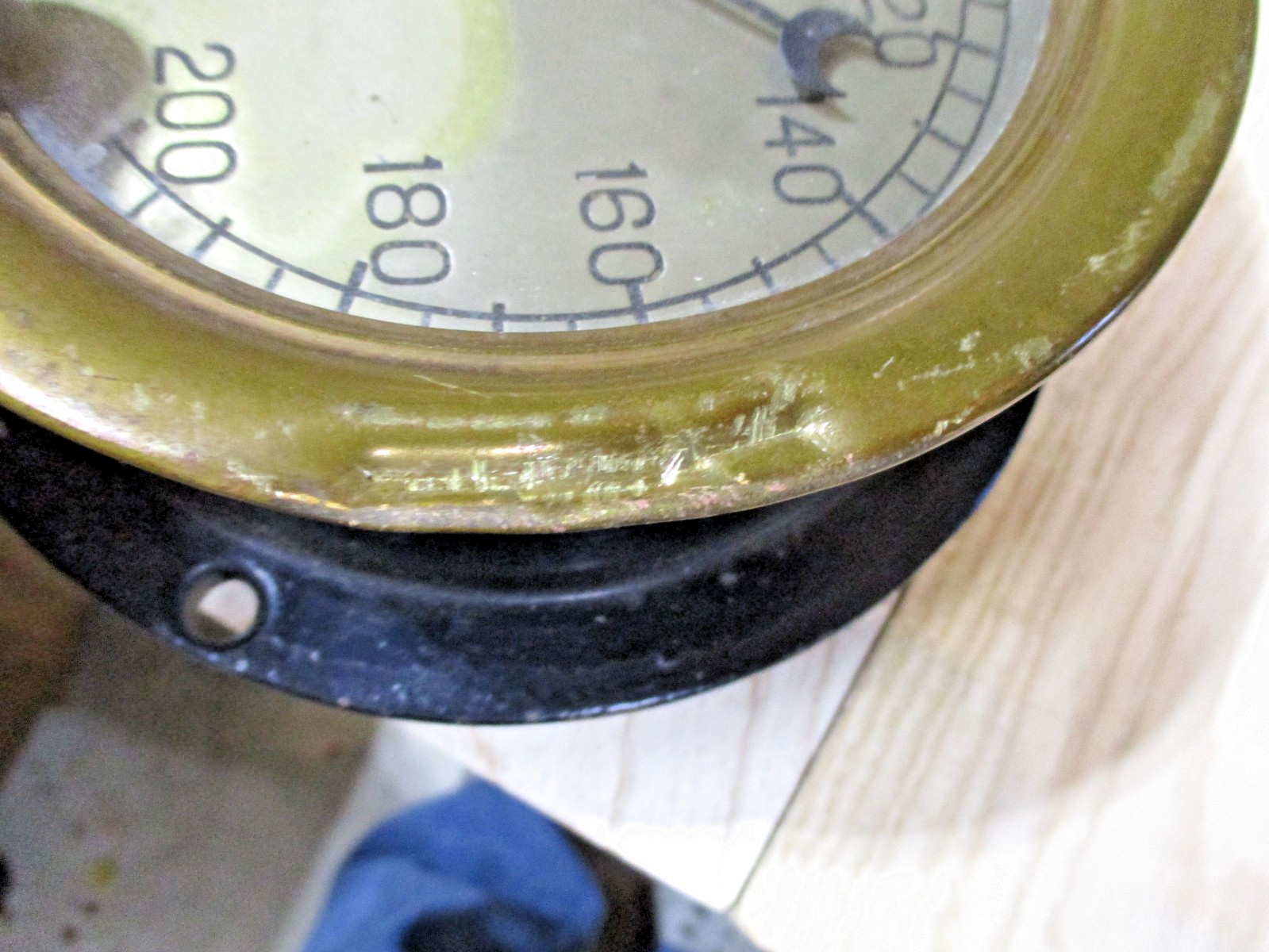 Vintage Ashcroft Mfg. Co. 6" Brass Gauge, Glass Face 0-200, Reg- 4/12/1898