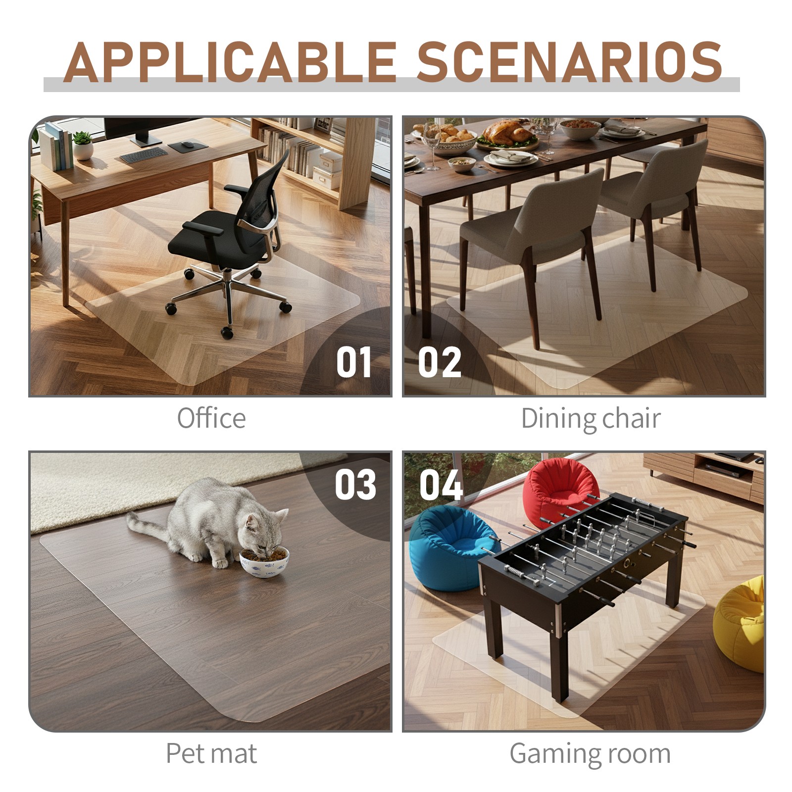 Desk Chair Floor Mat 30"x48", Durable 0.08" Thick PVC Mat with Rounded Corners