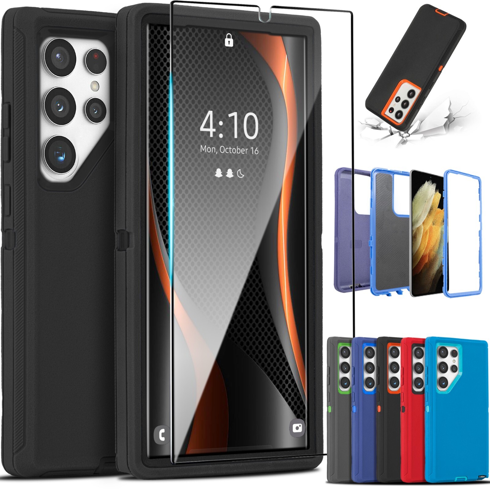 For Samsung Galaxy S26 S25 Ultra 24 23 22 + Shockproof Case +Screen Protector