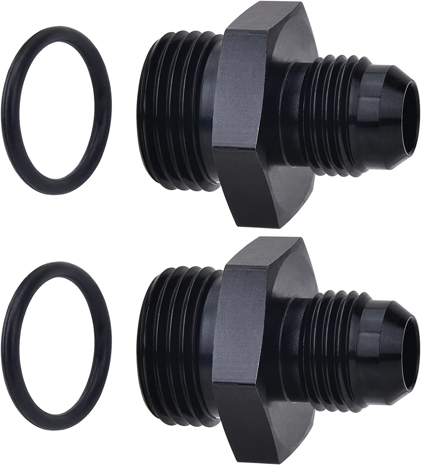 LokoCar Flare ORB 8AN to 6AN Male Fuel Rail Adapter Fitting Black 2PCS