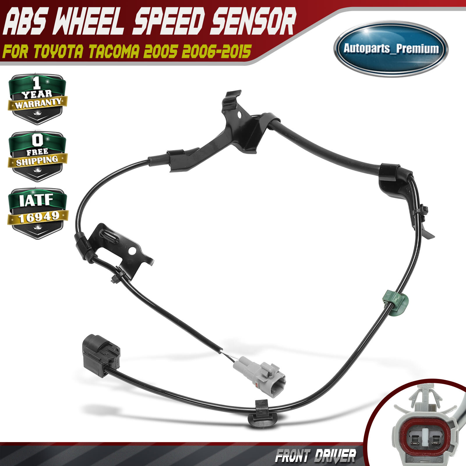 Front Driver ABS Wheel Speed Sensor Wiring Harness for Toyota Tacoma 2005-2015