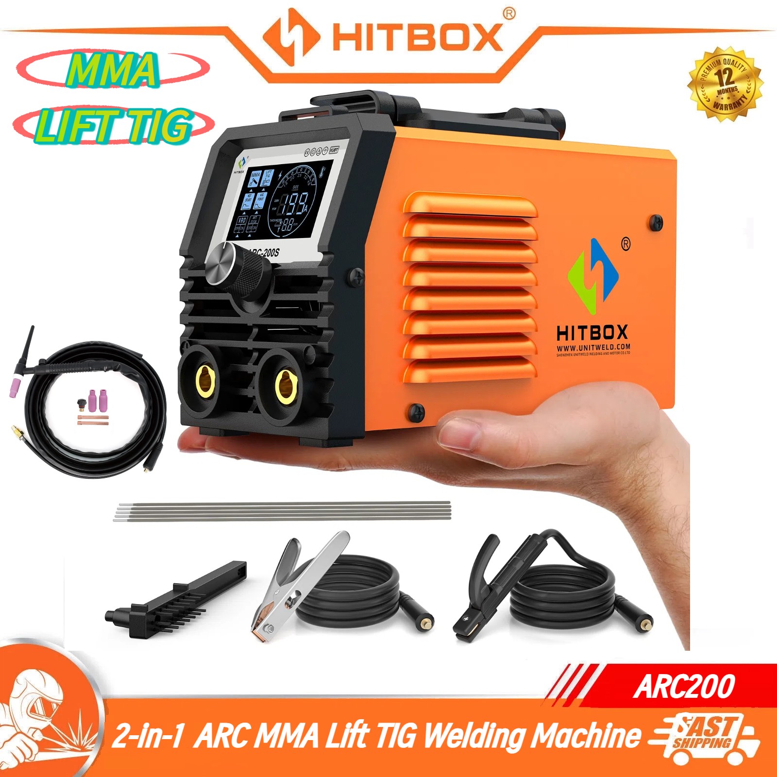 HITBOX 2in1 200A Stick Welder 110V  ARC MMA Lift TIG Welding Machine&tTIG Gun