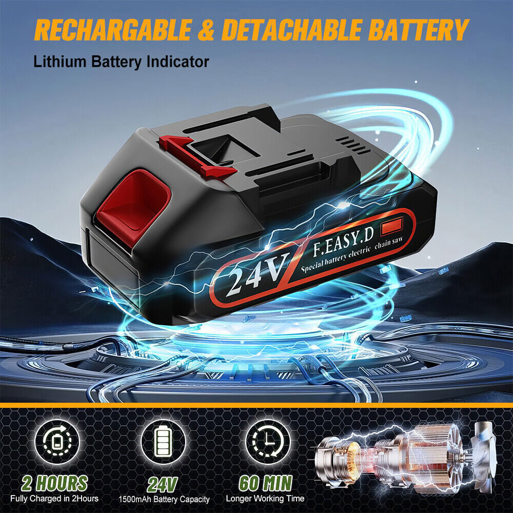 Handheld Electric Cordless Hedge Trimmer Grass Shear Bush Trimmer w/ 2x Battery