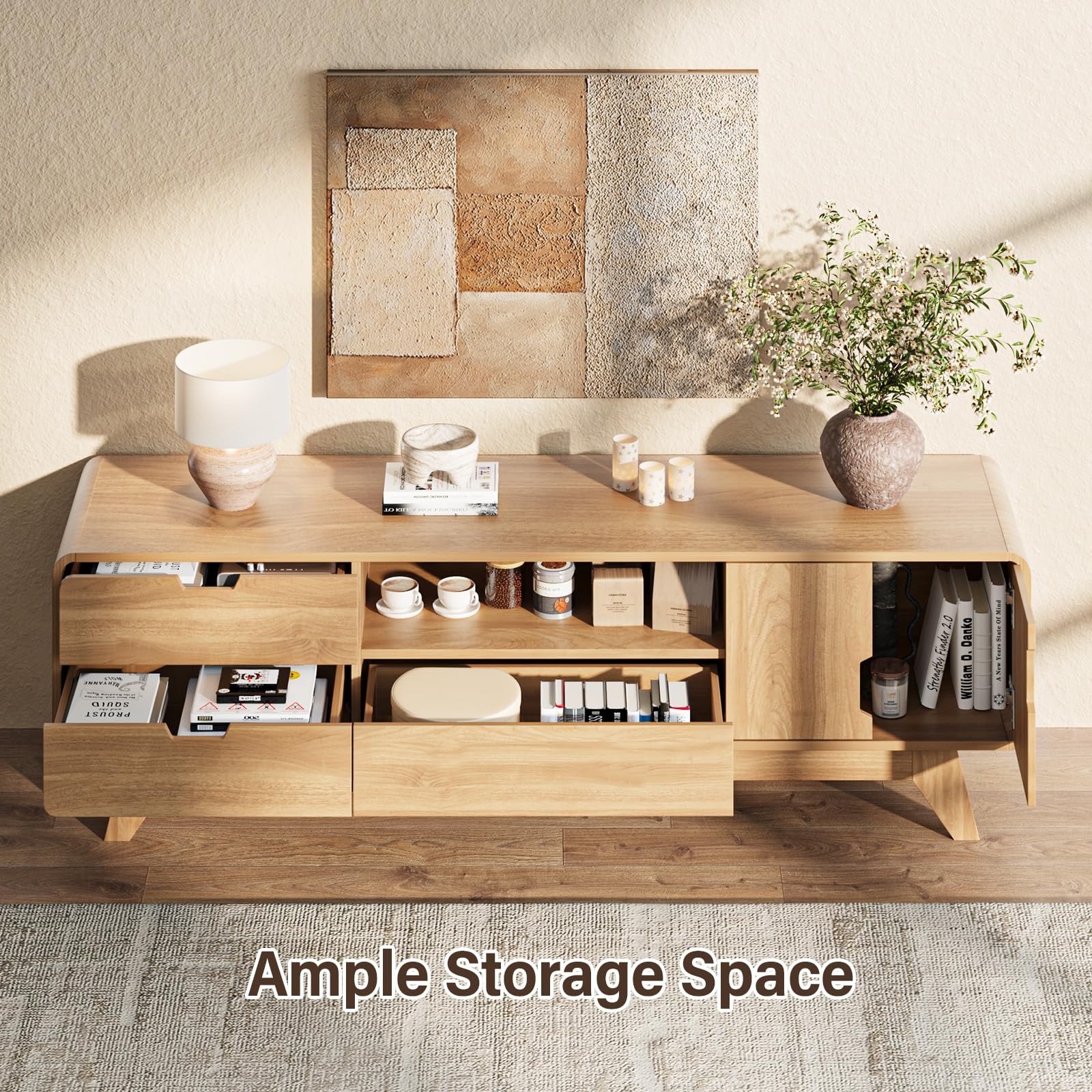 63" TV Stand, Mid Century Modern TV Stands for TVs up to 70 inch