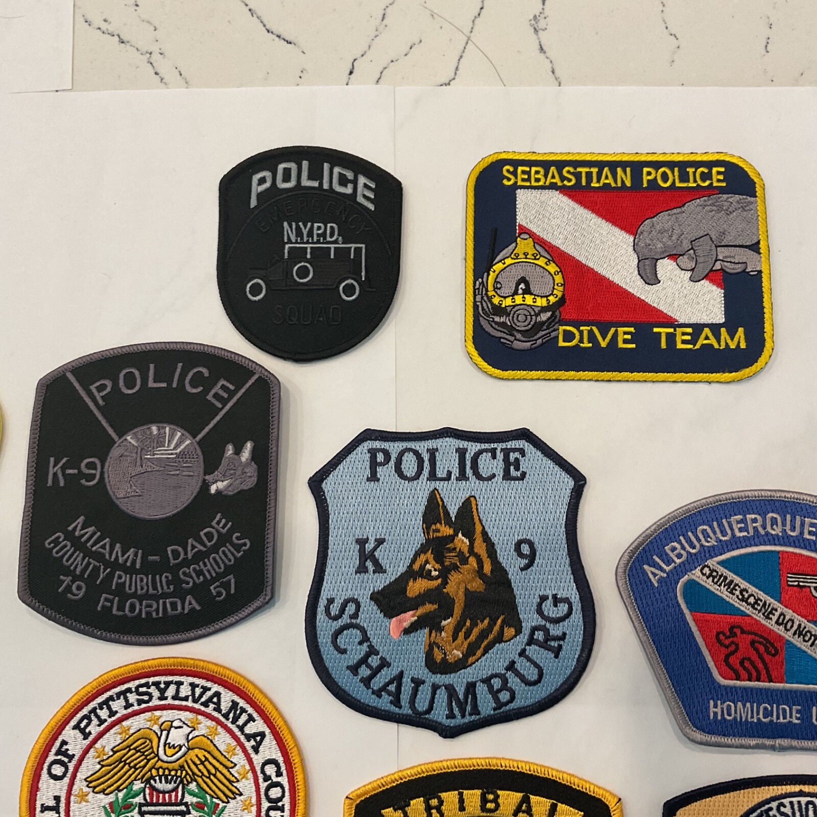 Police collectors Wholesale patch set 20 pieces all different patches. All New
