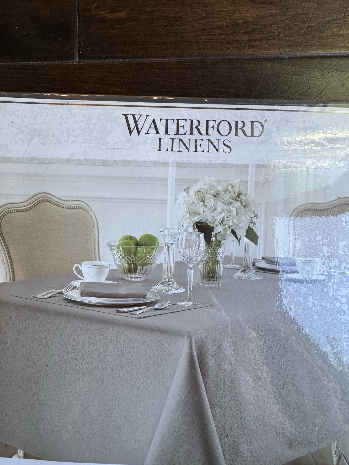 $90 NEW SARAH GRAY WATERFORD LINENS TABLECLOTH Oblong 70”x144” 12 To 16 Seats
