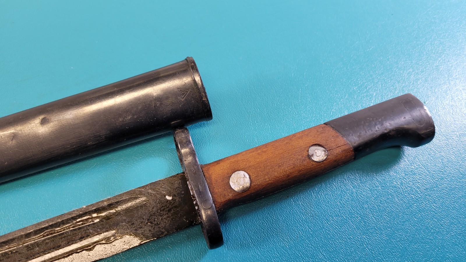 Yugoslavian 1948 Rifle Bayonet Knife + Sheath Factory 44 Matching S/N# TR1217