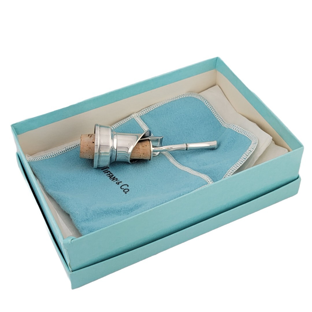 TIFFANY & CO Sterling BAMBOO Wine Bottle Stopper & Spout / Pourer w/ Box