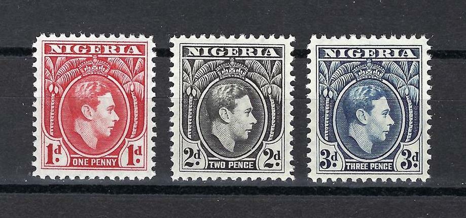 Nigeria 1938 Sc# 54/58 King George VI 3 stamps MNH