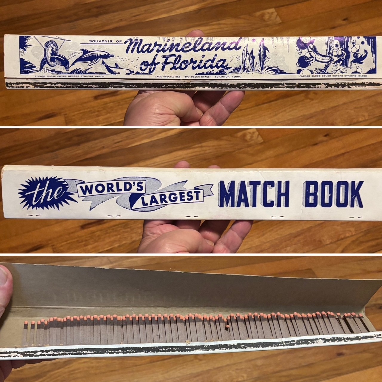 Vintage 1960s Marineland Florida Souvenir GIANT Matchcover