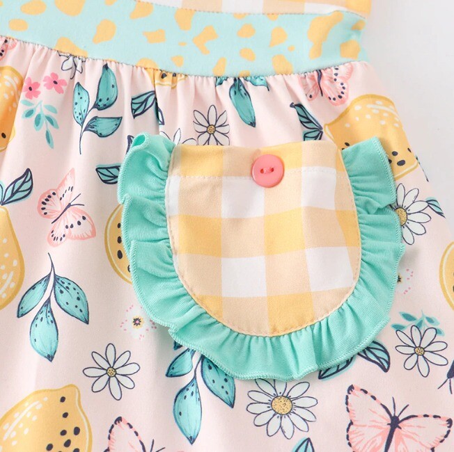 NEW Boutique Lemon Citrus Girls Sleeveless Ruffle Dress