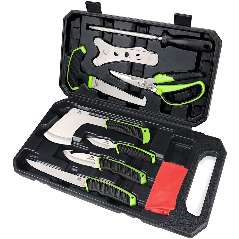 Mossy Oak 10 PIECE Hunting Field Dressing Kit w/Storage Case Alloy Steel Blade