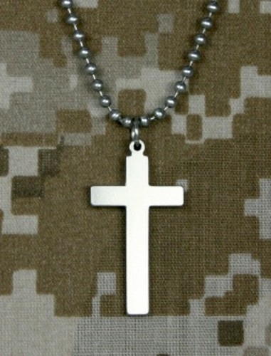 GI Jewelry USGI Christian Long Cross w/Chain - stainless steel