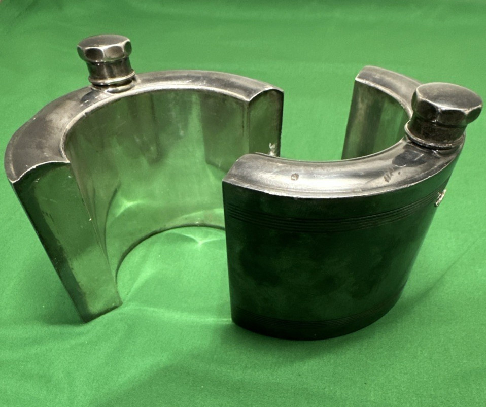 2-Pc Set Silverplated HALF CIRCLE FLASK SET Apollo EPBM 4961 Made in USA