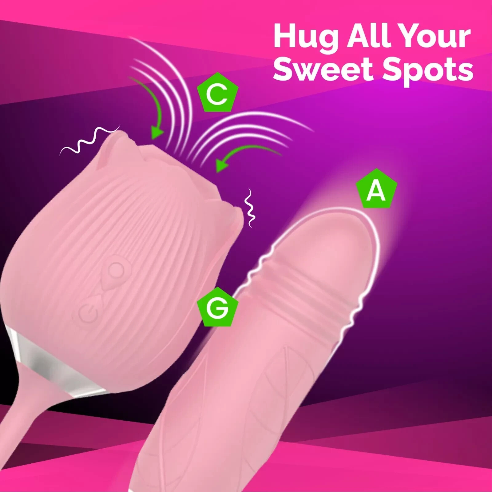 Rose Shape Sucking Vibrator Clitoral G-spot Suction Sex Toy 10 Speed WaterProof