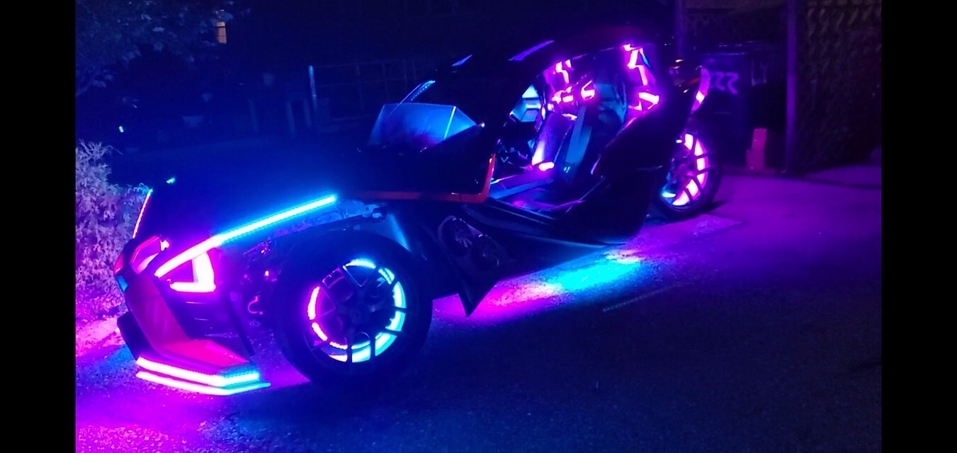 Four Rolls Quad Row 3PCS CHASING Wheel Lights for Slingshot 2015-2025 APP+Remote