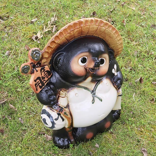Shigaraki Ware Tanuki Pottery Lucky Charm Statue, 25.6in New