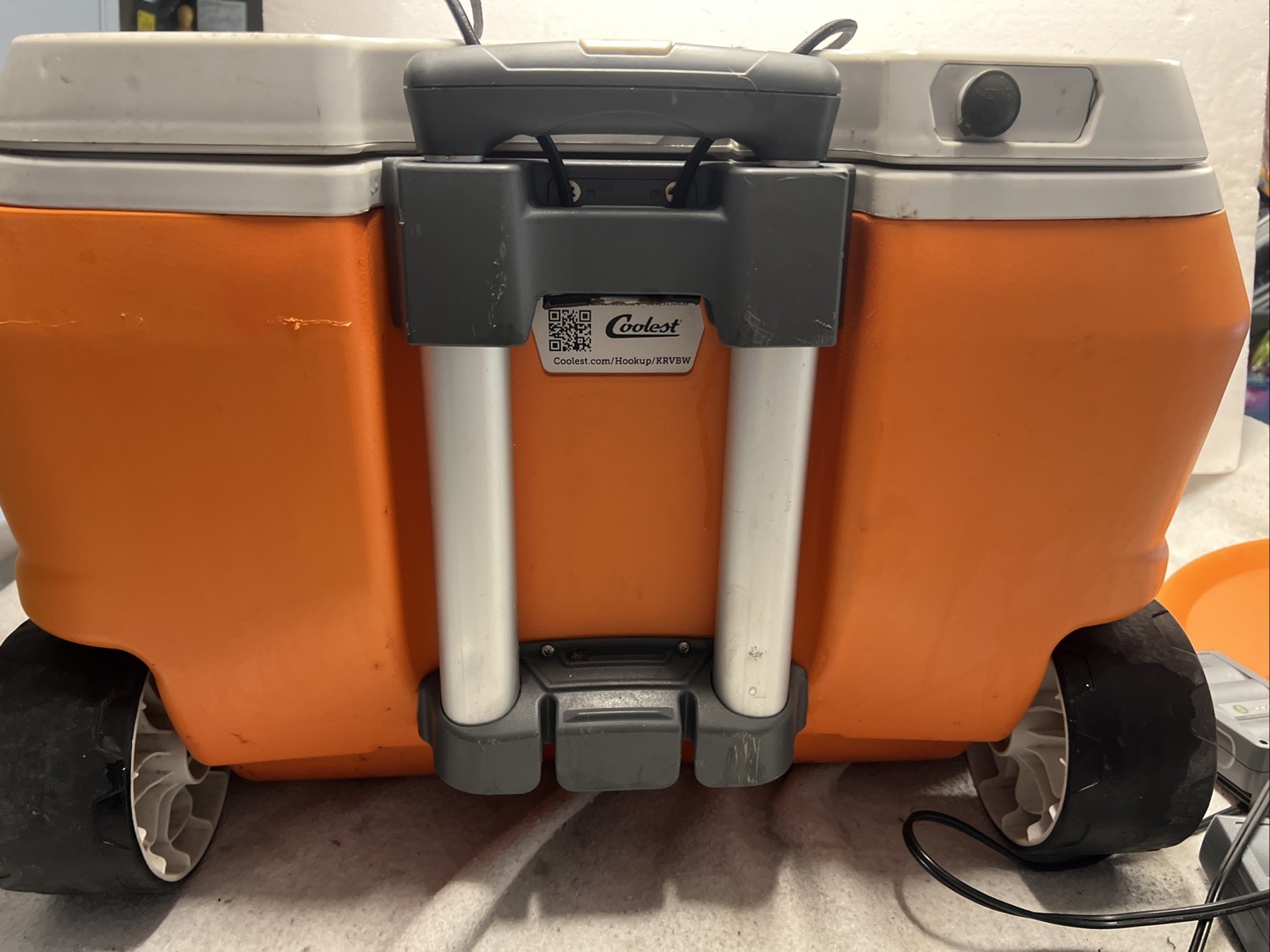 COOLEST COOLER Orange with Plates, Blender, Knife, Charger - See Notes